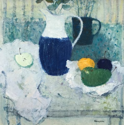 JOHN KINGSLEY - still life with water jug and fruit